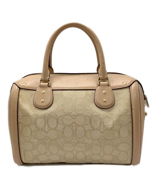 COACH（コーチ）COACH (コーチ) シグネチャーサッチェルミニボストンバッグ ベージュの古着・服飾アイテム