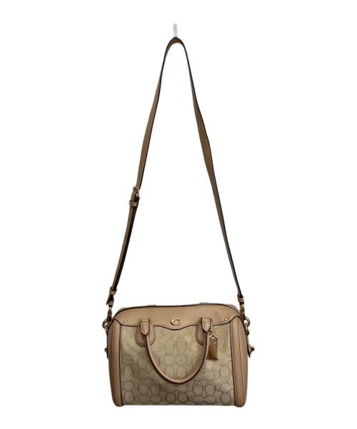 COACH（コーチ）COACH (コーチ) シグネチャーサッチェルミニボストンバッグ ベージュの古着・服飾アイテム