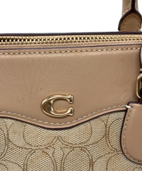 COACH（コーチ）COACH (コーチ) シグネチャーサッチェルミニボストンバッグ ベージュの古着・服飾アイテム