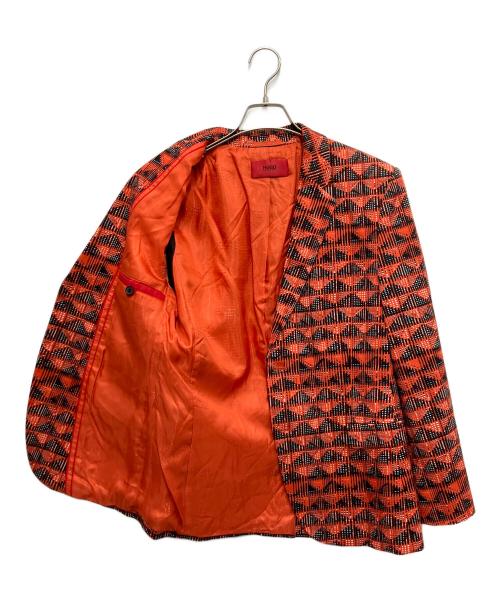 HUGO BOSS（ヒューゴ ボス）HUGO BOSS (ヒューゴ ボス) 総柄ジャケット レッド サイズ:44の古着・服飾アイテム