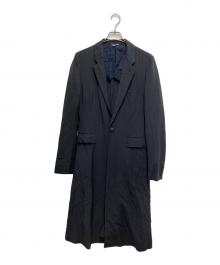 COMME des GARCONS HOMME PLUS（コムデギャルソンオムプリュス）の古着「ウールストライプテーラードコート」｜ネイビー
