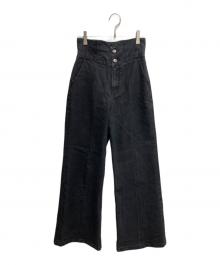 Snidel（スナイデル）の古着「Organicハイウエストフレアデニムパンツ」｜ブラック