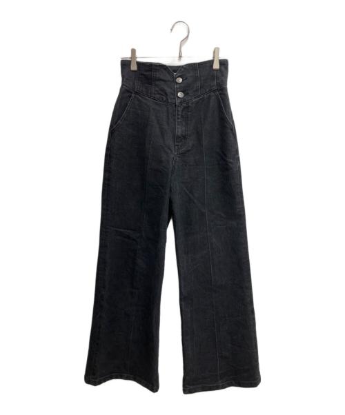 Snidel（スナイデル）Snidel (スナイデル) Organicハイウエストフレアデニムパンツ ブラックの古着・服飾アイテム