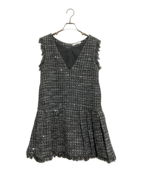 Snidel（スナイデル）Snidel (スナイデル) Vネックツイードジャンスカ グレーの古着・服飾アイテム