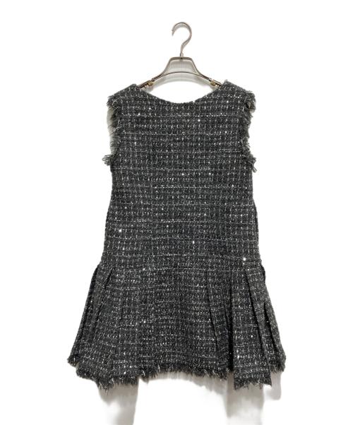 Snidel（スナイデル）Snidel (スナイデル) Vネックツイードジャンスカ グレーの古着・服飾アイテム