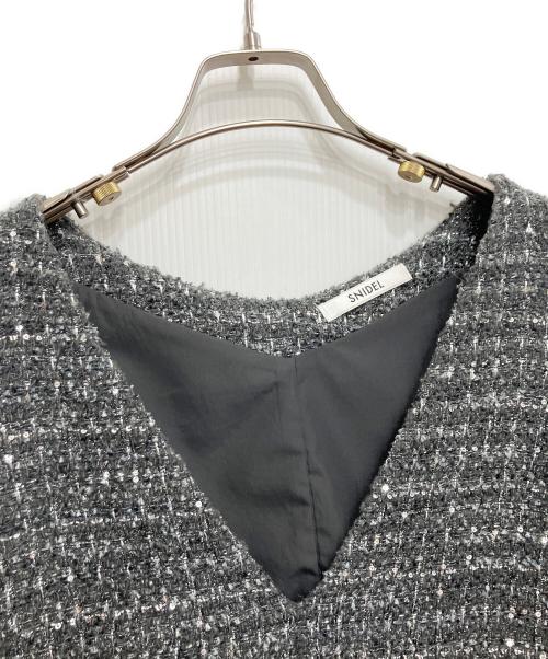 Snidel（スナイデル）Snidel (スナイデル) Vネックツイードジャンスカ グレーの古着・服飾アイテム