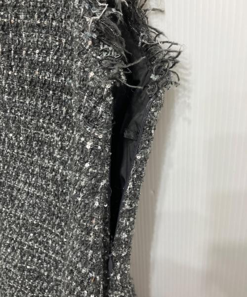 Snidel（スナイデル）Snidel (スナイデル) Vネックツイードジャンスカ グレーの古着・服飾アイテム
