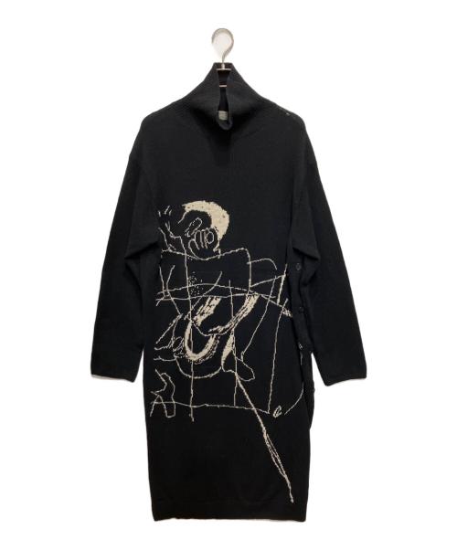 Yohji Yamamoto pour homme（ヨウジヤマモト プールオム）Yohji Yamamoto pour homme (ヨウジヤマモト プールオム) ウールタートルネックロングニット ブラック サイズ:3の古着・服飾アイテム