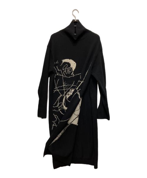 Yohji Yamamoto pour homme（ヨウジヤマモト プールオム）Yohji Yamamoto pour homme (ヨウジヤマモト プールオム) ウールタートルネックロングニット ブラック サイズ:3の古着・服飾アイテム