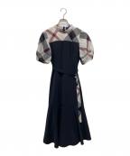 BLUE LABEL CRESTBRIDGEブルーレーベルクレストブリッジ）の古着「ストレッチツイルビスチェドレス」｜ネイビー