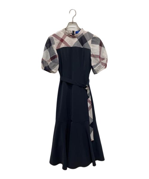 BLUE LABEL CRESTBRIDGE（ブルーレーベルクレストブリッジ）BLUE LABEL CRESTBRIDGE (ブルーレーベルクレストブリッジ) ストレッチツイルビスチェドレス ネイビー サイズ:36の古着・服飾アイテム