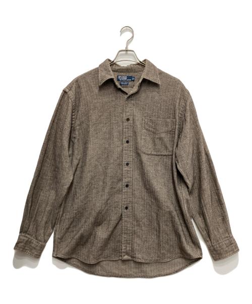 POLO RALPH LAUREN（ポロ・ラルフローレン）POLO RALPH LAUREN (ポロ・ラルフローレン) LOWELL SPORT ヘリンボーンシャツ ブラウン サイズ:Lの古着・服飾アイテム