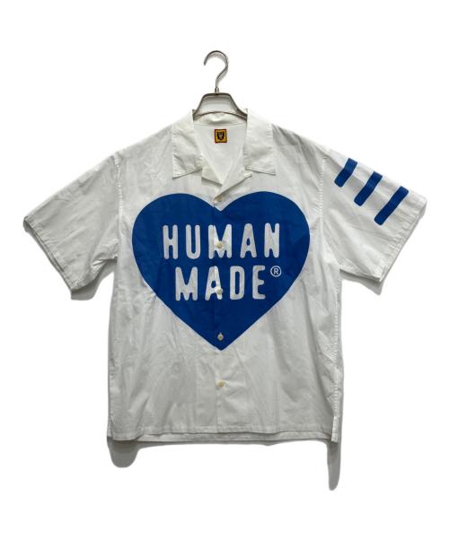 HUMAN MADE（ヒューマンメイド）HUMAN MADE (ヒューマンメイド) ビッグハートアロハシャツ ホワイト×ブルー サイズ:XLの古着・服飾アイテム