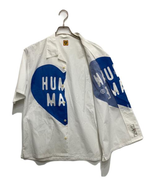 HUMAN MADE（ヒューマンメイド）HUMAN MADE (ヒューマンメイド) ビッグハートアロハシャツ ホワイト×ブルー サイズ:XLの古着・服飾アイテム