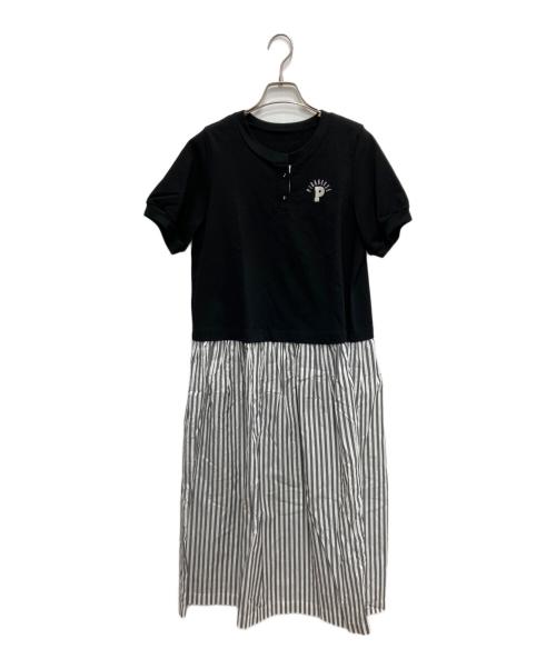 PINK HOUSE（ピンクハウス）PINK HOUSE (ピンクハウス) ロンドンストライプ使いコンビワンピース ブラック×グレー サイズ:表記無しの古着・服飾アイテム