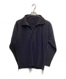 HOMME PLISSE ISSEY MIYAKE（オム プリッセ イッセイ ミヤケ）の古着「プリーツレースアップシャツ」｜ブラック