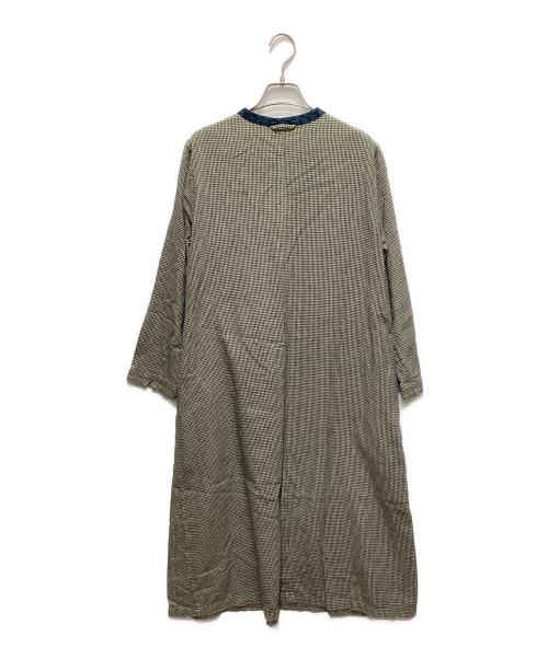 Pal'las Palace（パラスパレス）Pal'las Palace (パラスパレス) インディゴ染め千鳥柄ワンピース インディゴ×ベージュ サイズ:０の古着・服飾アイテム