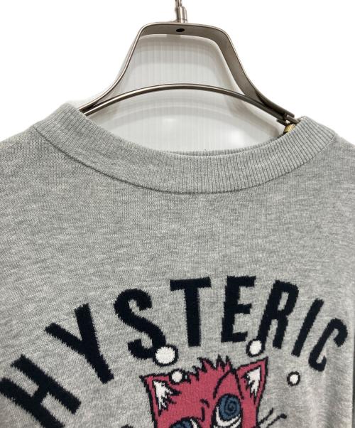 Hysteric Glamour（ヒステリックグラマー）Hysteric Glamour (ヒステリックグラマー) CAT DOPE編込 プルオーバー グレー サイズ:freeの古着・服飾アイテム