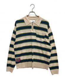 Ecstatic Research（エクスタティック リサーチ）の古着「BORDER POLO KNIT」｜ベージュ
