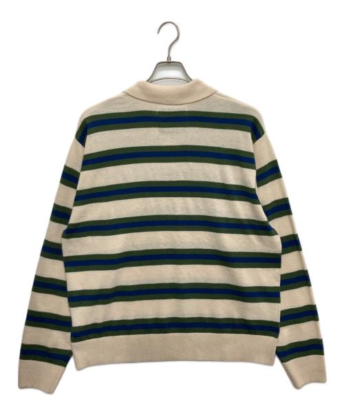 Ecstatic Research（エクスタティック リサーチ）Ecstatic Research (エクスタティック リサーチ) BORDER POLO KNIT ベージュ サイズ:Lの古着・服飾アイテム