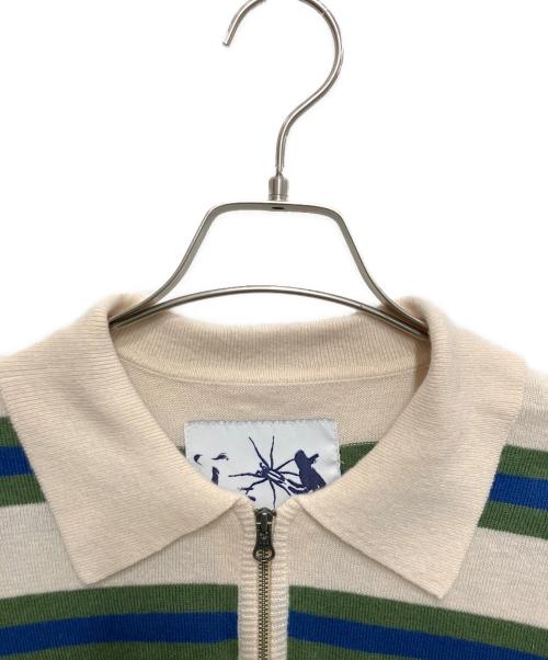 Ecstatic Research（エクスタティック リサーチ）Ecstatic Research (エクスタティック リサーチ) BORDER POLO KNIT ベージュ サイズ:Lの古着・服飾アイテム