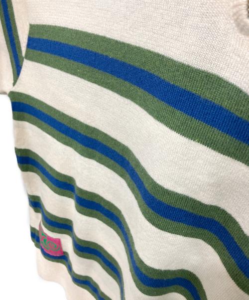 Ecstatic Research（エクスタティック リサーチ）Ecstatic Research (エクスタティック リサーチ) BORDER POLO KNIT ベージュ サイズ:Lの古着・服飾アイテム