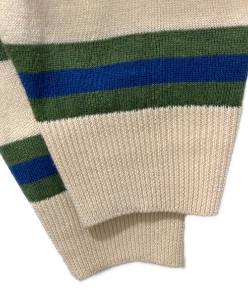 Ecstatic Research（エクスタティック リサーチ）Ecstatic Research (エクスタティック リサーチ) BORDER POLO KNIT ベージュ サイズ:Lの古着・服飾アイテム