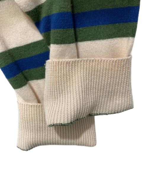 Ecstatic Research（エクスタティック リサーチ）Ecstatic Research (エクスタティック リサーチ) BORDER POLO KNIT ベージュ サイズ:Lの古着・服飾アイテム