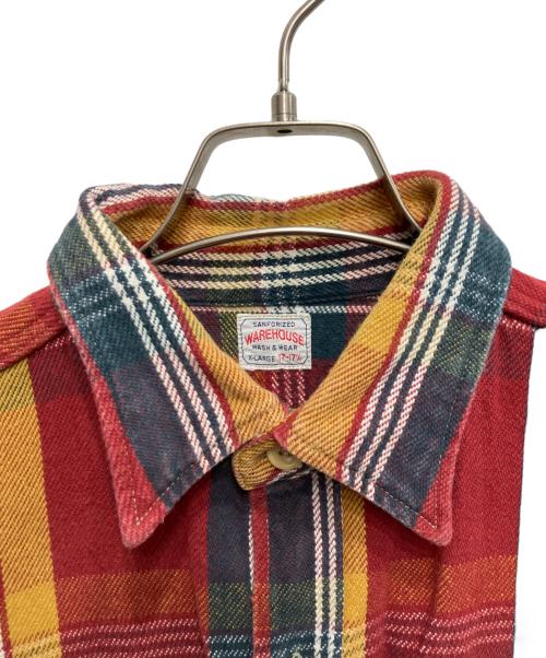 WAREHOUSE（ウエアハウス）WAREHOUSE (ウエアハウス) ヘビーネルシャツ レッド サイズ:17-17 1/2の古着・服飾アイテム