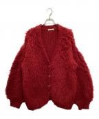 Andequalアンドコール）の古着「unique button knit cardigan」｜レッド