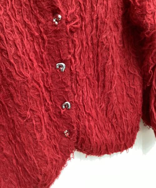 Andequal（アンドコール）Andequal (アンドコール) unique button knit cardigan レッド サイズ:freeの古着・服飾アイテム