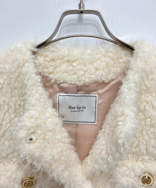 HER LIP TO（ハーリップトゥ）HER LIP TO (ハーリップトゥ) Royal Faux Fur Coat アイボリー サイズ:Sの古着・服飾アイテム