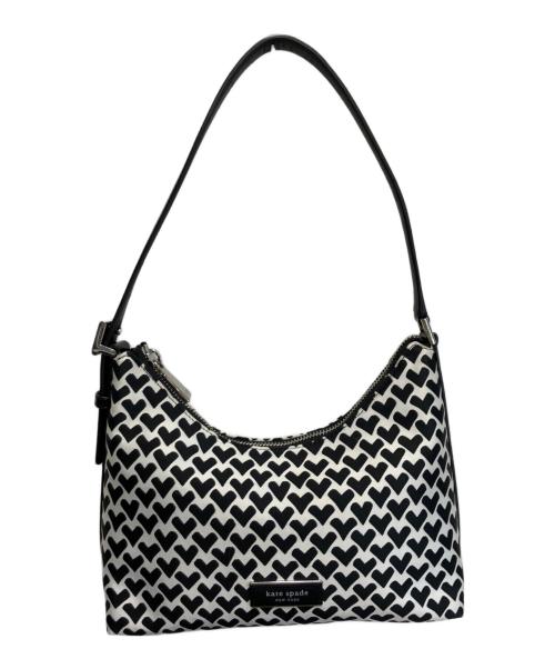 Kate Spade（ケイトスペード）Kate Spade (ケイトスペード) サムアイコン ハート ジャガードバッグ ホワイト×ブラックの古着・服飾アイテム