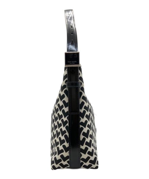 Kate Spade（ケイトスペード）Kate Spade (ケイトスペード) サムアイコン ハート ジャガードバッグ ホワイト×ブラックの古着・服飾アイテム