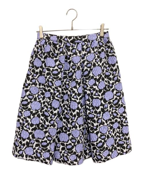 TO BE CHIC（トゥービーシック）TO BE CHIC (トゥービーシック) フラワージャガードスカート ブルー×ブラック サイズ:40の古着・服飾アイテム