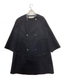 GALERIE VIE（ギャルリーヴィー）の古着「ダブルフェイスノーカラーコート」｜ネイビー