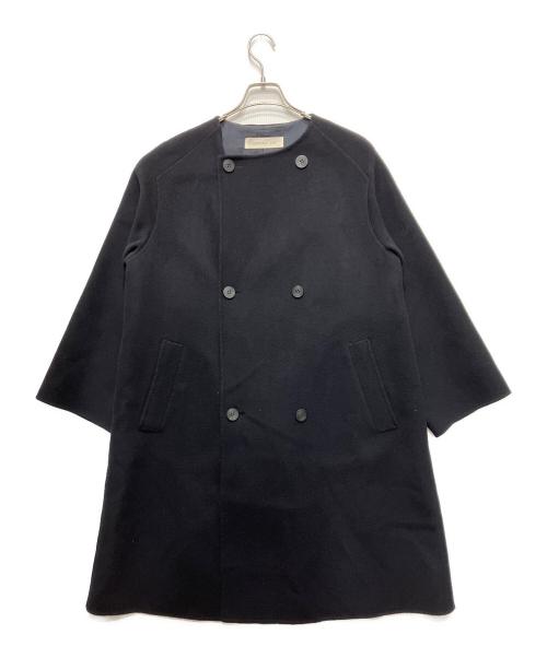 GALERIE VIE（ギャルリーヴィー）GALERIE VIE (ギャルリーヴィー) ダブルフェイスノーカラーコート ネイビー サイズ:36の古着・服飾アイテム