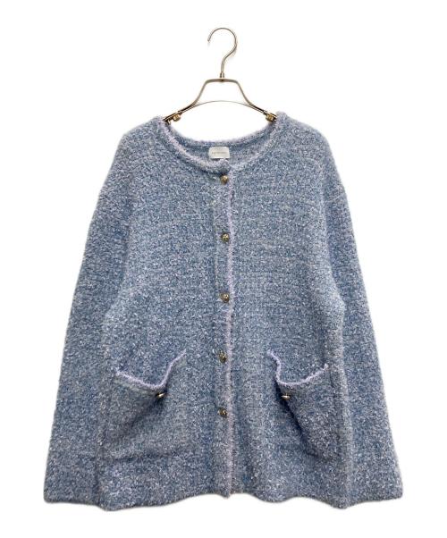 green label relaxing（グリーンレーベルリラクシング）green label relaxing (グリーンレーベルリラクシング) ツイードニットジャケット ブルー サイズ:freeの古着・服飾アイテム