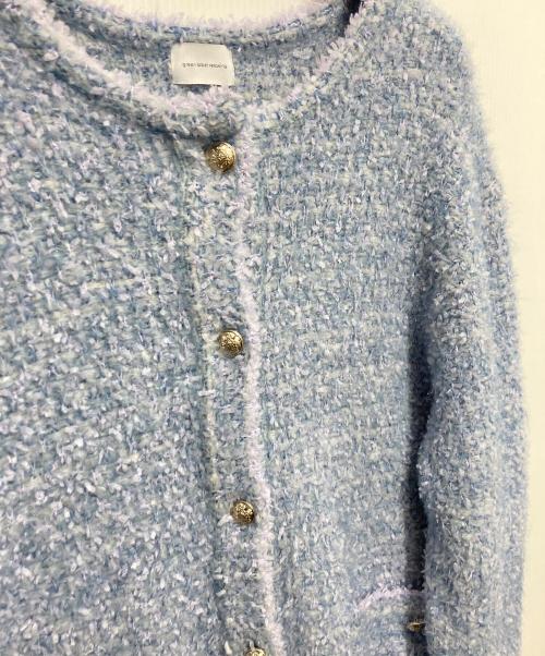 green label relaxing（グリーンレーベルリラクシング）green label relaxing (グリーンレーベルリラクシング) ツイードニットジャケット ブルー サイズ:freeの古着・服飾アイテム