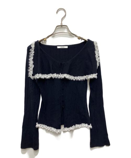 Snidel（スナイデル）Snidel (スナイデル) Sustainableビッグカラーレーストリムニットプルオーバー ネイビー サイズ:freeの古着・服飾アイテム