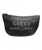 GUCCIグッチ）の古着「ハーフムーンホーボー ヴィンテージロゴショルダーバッグ」｜ブラック