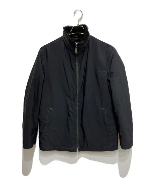 ARMANI COLLEZIONI（アルマーニ コレツィオーニ）ARMANI COLLEZIONI (アルマーニ コレツィオーニ) ラビットファーライニングスタンドカラージャケット ブラック サイズ:50の古着・服飾アイテム