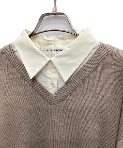 Lily Brown（リリーブラウン）Lily Brown (リリーブラウン) シャツドッキングワンピース アイボリー サイズ:free 未使用品の古着・服飾アイテム