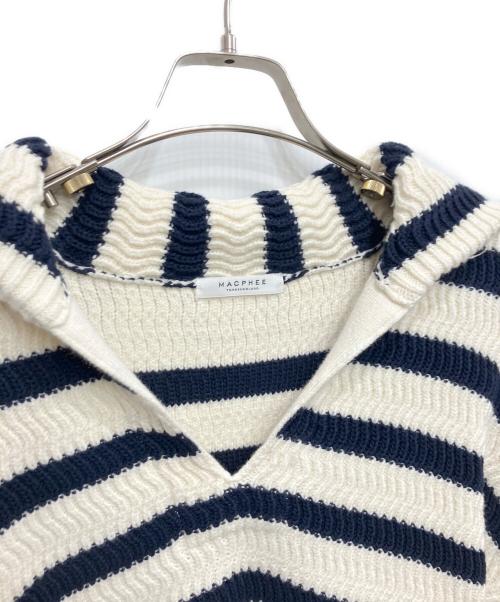 MACPHEE（マカフィー）MACPHEE (マカフィー) ハイブリットコットン スキッパープルオーバー ネイビー×ホワイト サイズ:Sの古着・服飾アイテム