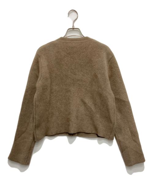 anuans（アニュアンス）anuans (アニュアンス) ラクーンブレンドノーカラーニットジャケット ブラウン サイズ:FREEの古着・服飾アイテム