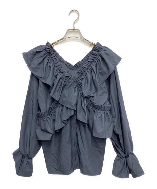willfully（ウィルフリー）willfully (ウィルフリー) ラッフルブラウス ネイビー サイズ:FREEの古着・服飾アイテム
