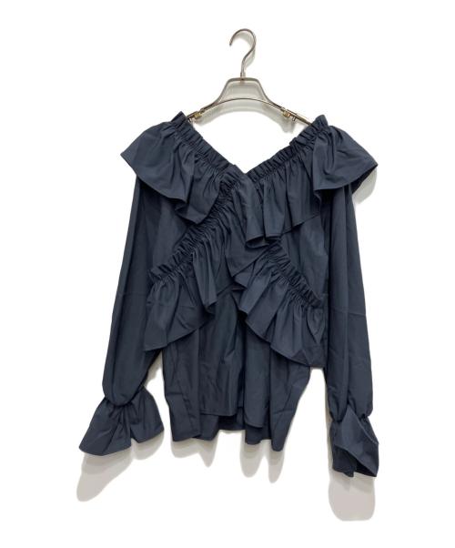 willfully（ウィルフリー）willfully (ウィルフリー) ラッフルブラウス ネイビー サイズ:FREEの古着・服飾アイテム