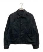 LIDnMリドム）の古着「LINEN CROPPED CHORE JACKET」｜ブラック