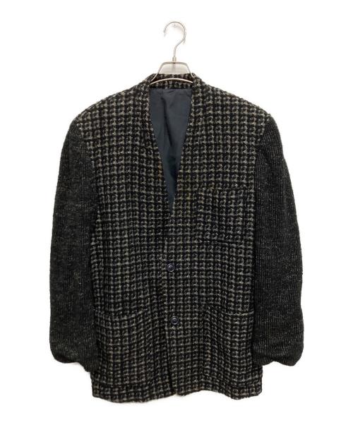 ISSEY MIYAKE MEN（イッセイミヤケメン）ISSEY MIYAKE MEN (イッセイミヤケメン) ノーカラーツイードジャケット ブラック サイズ:Mの古着・服飾アイテム