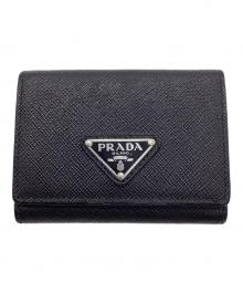 PRADA（プラダ）の古着「サフィアーノ3つ折り財布」｜ブラック